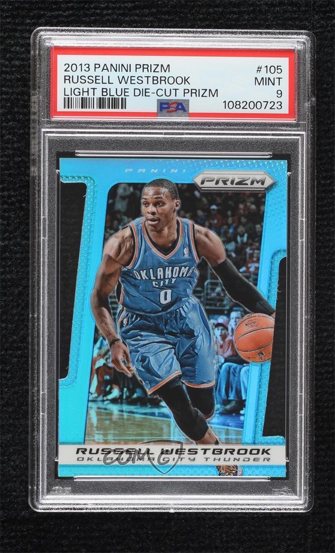 2013-14 Panini Prizm Light Blue Die-Cut /199 Russell Westbrook #105 PSA 9 MINT