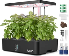 iDOO Hydroponics Growing System Kit 12Pods, Indoor Herb Garden System, with LED 