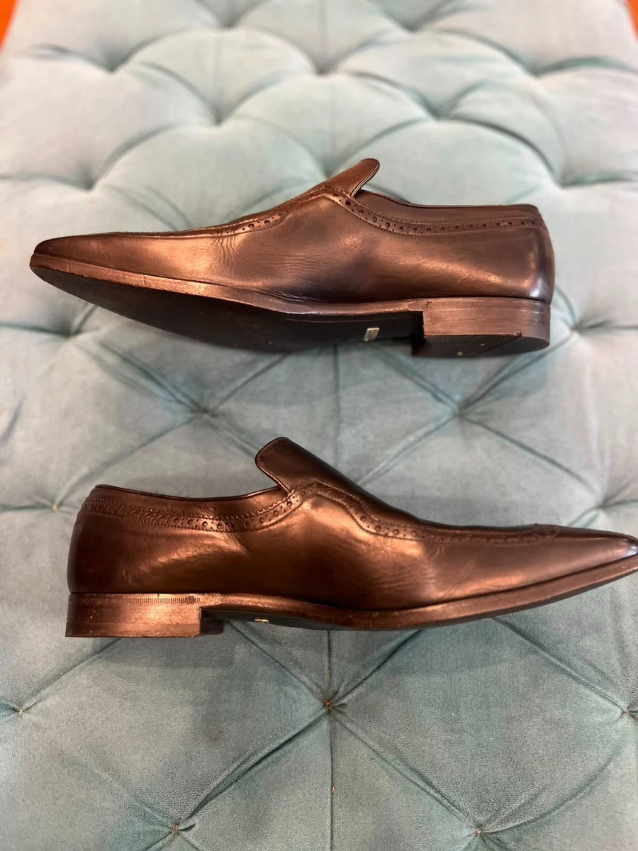 Gucci Mens Dark Brown Leather Square Toe Slip On Dress Shoes Made in Italy Sz 40 Gucci Leather Upper Brown Dress Shoes for Men for sale | eBay main image 3