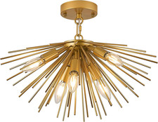 Gold Sputnik 6-Light Starburst Chandelier for Dining Room  Kitchen
