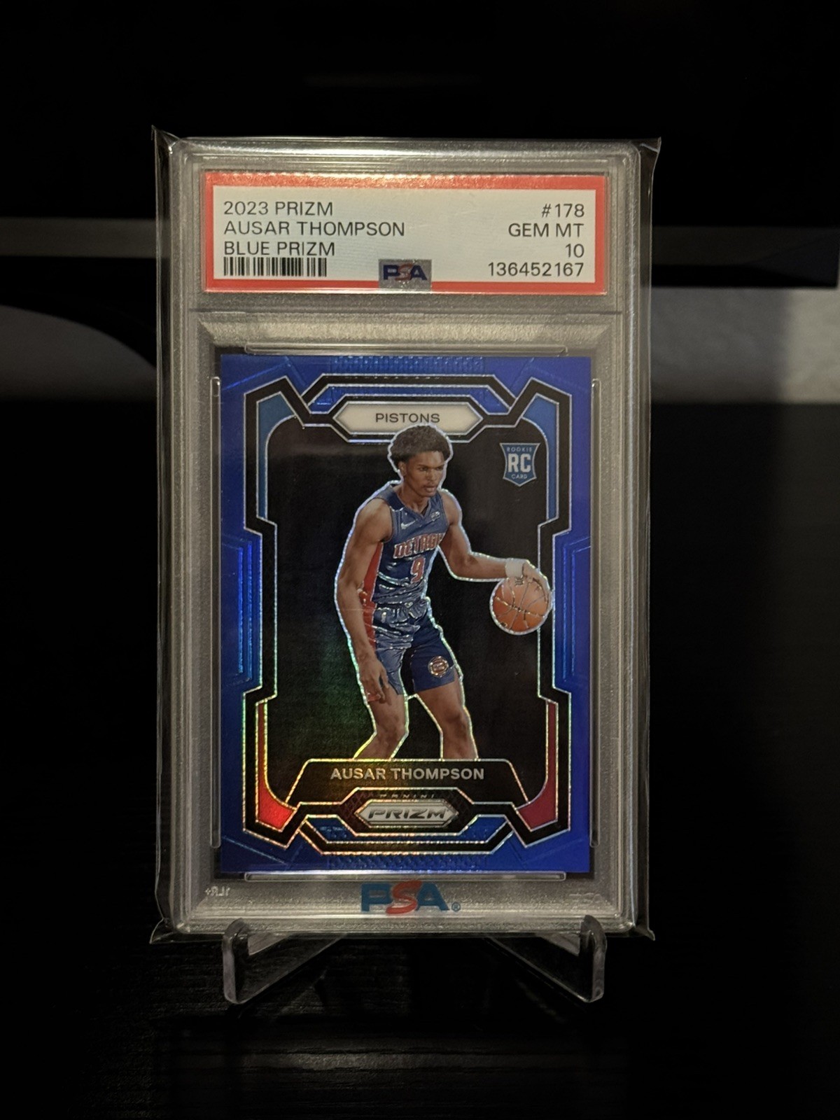 2023-24 Panini Prizm - Ausar Thompson #178 Blue Prizm /199 (RC) PSA 10