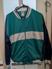 Vintage 90s Puma Macht  s Mit Qualitat Multicolor Colorblock Track Jacket Teal M