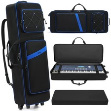 61 Key Keyboard Case W/ Wheels Rolling Gig Bag 41.7x14.5x5.7 CASE ONLY Blue
