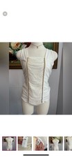 Cache White And Gold Draped Tank Blouse Size Small