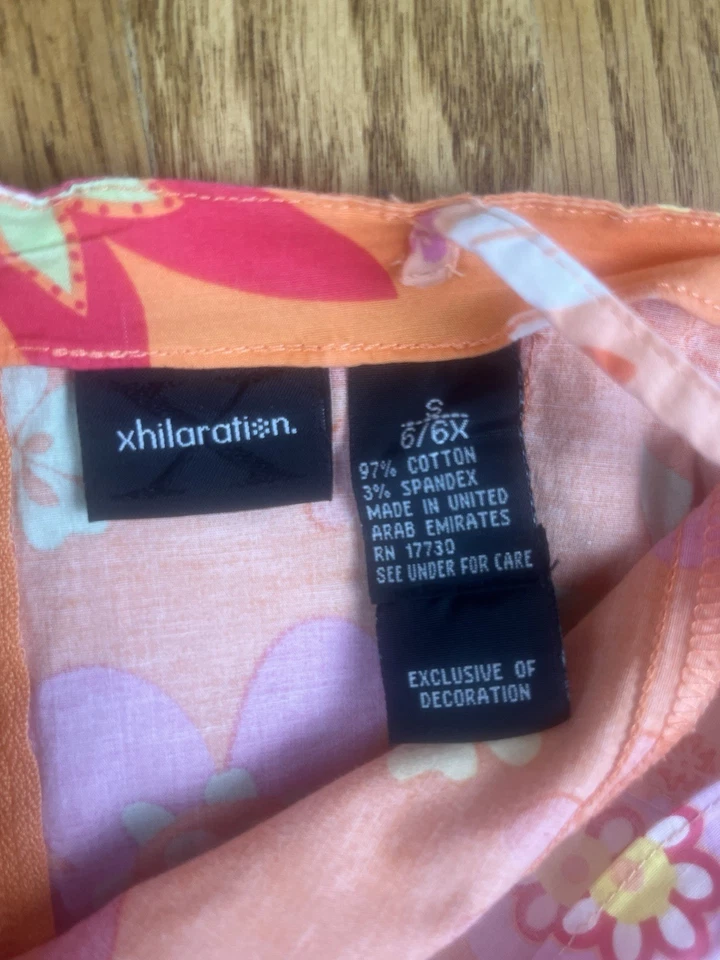 Vintage Xhilaration Girls Hawaiian DressSize 6/6x Orange Floral  Y2K New - Image 4 of 4
