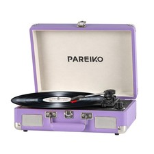 Record Player 3 Speed Turntable Portable Suitcase with Bluetooth Built-in Bat...