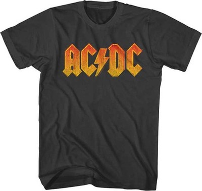 ACDC Distressed Cracked Red Orange Band Name Logo Men's T Shirt XL