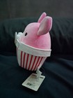 TAKASHOJI Round 1 Pink Bunny Stuffed Animal In Popcorn Bucket w/ Tags — photo 3