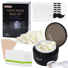 Nose Wax Kit Mini Wax Warmer for Eyebrow Ear Hair Removal Waxing Kit for Wome...