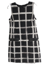 Eliza J Sleeveless Dress 8 Black White Window Pane Print Office Business Career