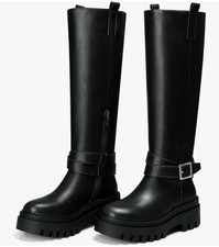 Cellenz Women s Knee High Boots: 2.6 Inch Platform Round Toe Boot Black Size 8