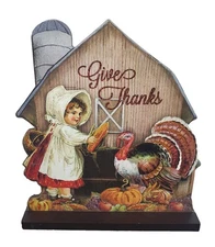 Give Thanks Dummy Board Girl Dress Turkey Barn Glitter Thanksgiving Fall Autumn 