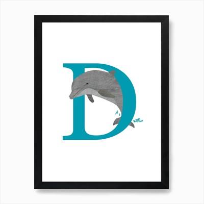 D For Dolphin Art Print Framed Wall Art Poster Canvas Print Picture