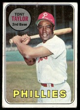 Tony Taylor 1969 Topps #108 Philadelphia Phillies Good Low Grade Creases