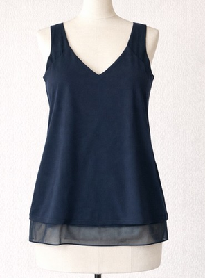 #ad Sympli Sleeveless Reversible Cami Blouse Women#x27;s 12 Navy NEW TAG Minamalist $140 $46.55