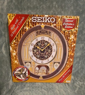 Seiko Melodies in Motion Clock 40 Melodies 22 Preciosa Crystals QXM394BRH NIB