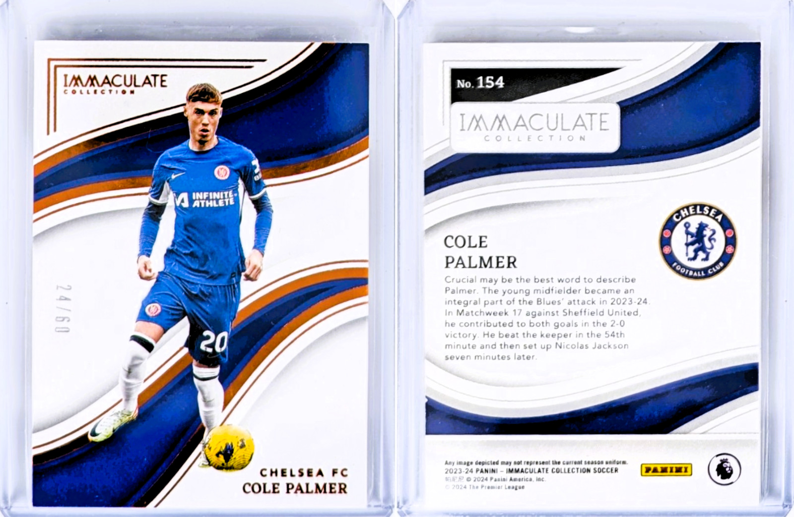 Cole Palmer #154 Soccer Cards 2023 Panini Immaculate trading card — raw and PSA graded price guide