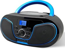 Portable Boombox - CD Player, Bluetooth, USB, MP3, AUX, FM Radio, Black
