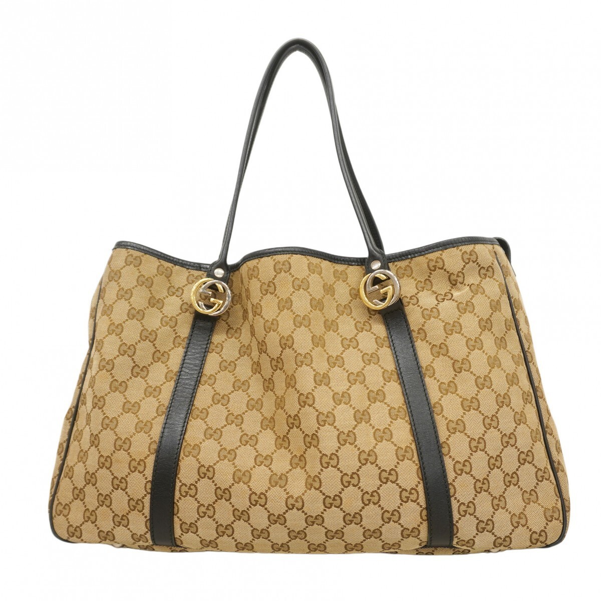GUCCI Tote Bag GG Canvas Interlocking G 232956 gold silver hardware 5755