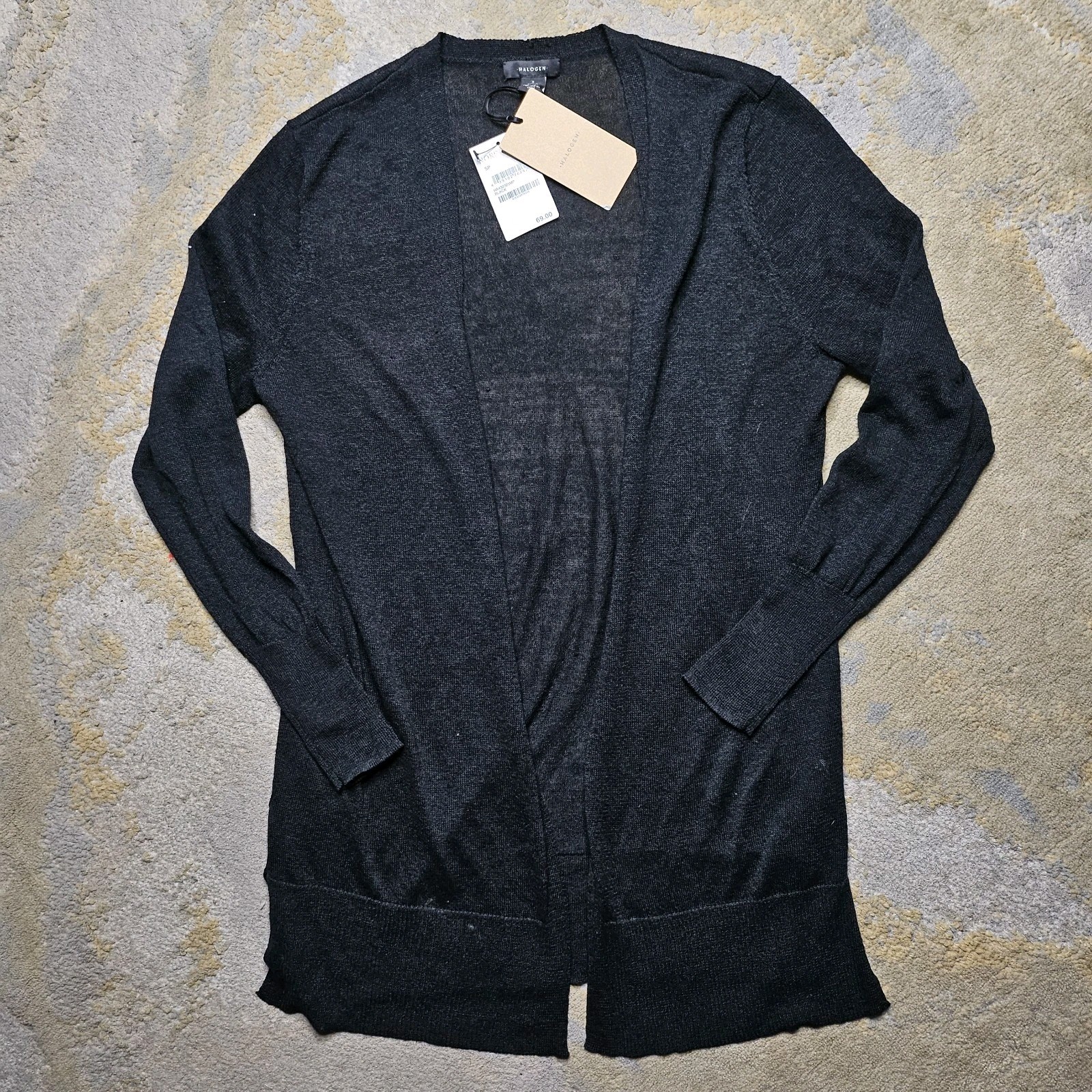 NWT Halogen Nordstroms Women Black Open Front Cardigan Rich Black Size: SP