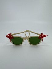 Vintage Mini Doll Or Small Child Sunglasses W/ Red Ballerinas And Green Lens