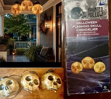 Haunted Hollow Halloween Flashing Skull Chandelier