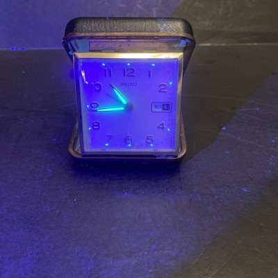 Vintage Seiko Travel Alarm Clock Japan Glowing Hands Black