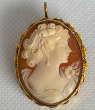 Vintage VAN DELL GOLD FILLED VICTORIAN REVIVAL CAMEO BROOK & PENDANT