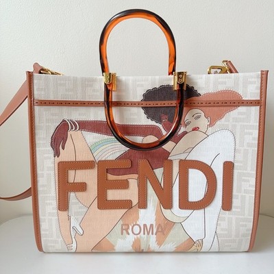 FENDI Sunshine Shopper Medium Tote Bikini Girls Print Limited Rare