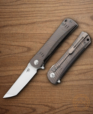 Bestech Knives Kendo Folding Knife 3.63'' S35VN Steel Tanto Blade Titanium Handle