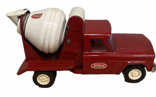 Vintage 1960’s Metal Red/White Tonka Jeep Concrete Cement Mixer 9" Read! - Picture 1 of 23