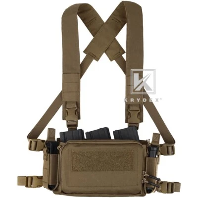 KRYDEX Tactical D3CR Micro Chest Rig 5.56 Pistol Mag Pouch Placard Coyote