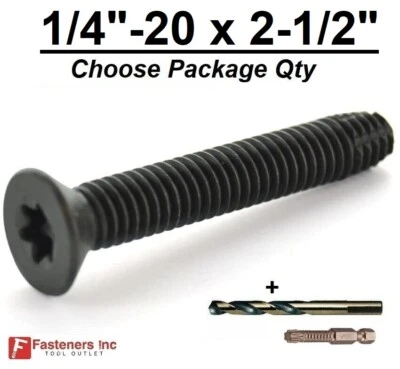 FASTENERS INC. 1/4"-20 x 2-1/2" Self Tapping Flooring Floorboard Screw Torx W/ Drill Bit & T30