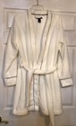 TAHARI Womens Soft Belted Fleece Plush Robe Corded Large Ivory Housecoat Short — photo 3