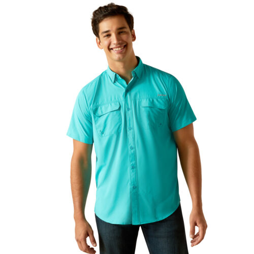 Ariat Men's VentTEK Outbound Fitted Drift Turquoise Button Down Shirt 10051383 - Afbeelding 1 van 35