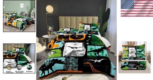 3-Piece Full Size Dinosaur Comforter Set - Soft Microfiber for Boys' Bedrooms - Picture 2 of 9