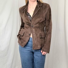 Mexx 100% Suede Brown Jacket Satin Lined 12 Rustic Western Formal Casual Chic