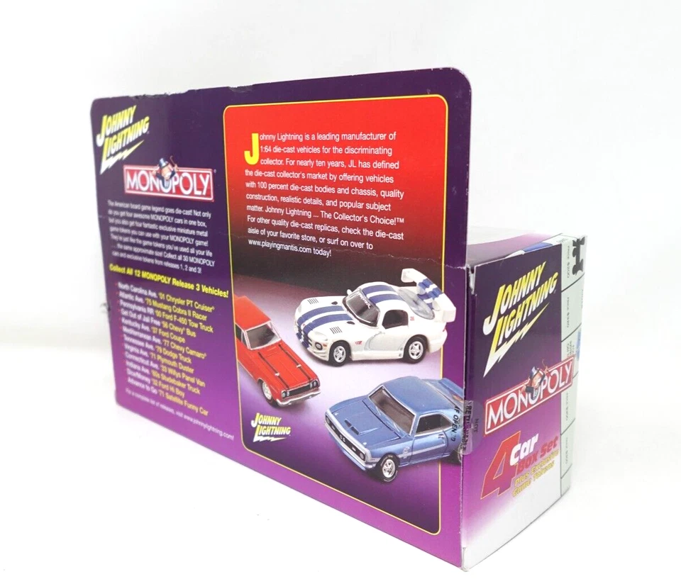 Johnny Lightning Monopoly 4 Car Set 1:64 Scale Unopened 245-04 Advance To Go 1 - Image 4 of 4