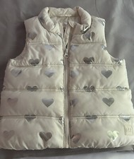 Baby Gap Size 4 Years Old Cream With Silver Hearts Puffy Vest