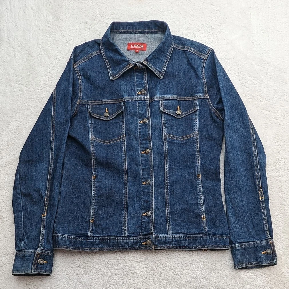 Womens L.O.G.G. Blue Denim Jeans Jacket Casual Coat Button Cotton Size M