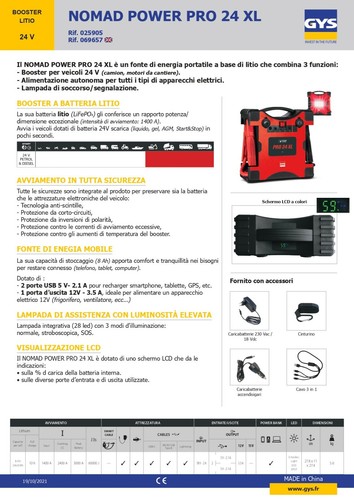 BOOSTER AL LITIO 24V ALIMENTATORE E LAMPADA NOMAD POWER PRO 24 XL GYS 025905 - Picture 5 of 5