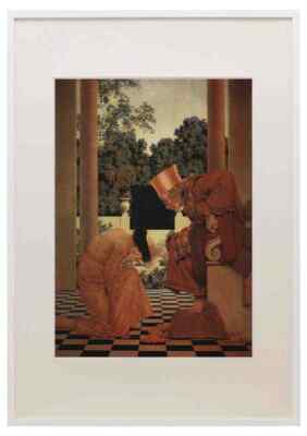 Parrish Maxfield Lady Ursula kniet vor Pompdebile A3 A4 gerahmter Druck Bild