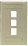 HUBBELL IFP13EIHubbell Flush Phone/Data/Multimedia Wall Plate, 1 Gang, 3 Port, E