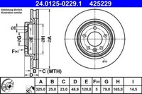 2X Ate 24.0125-0229.1 Bremsscheibe FüR Land Rover