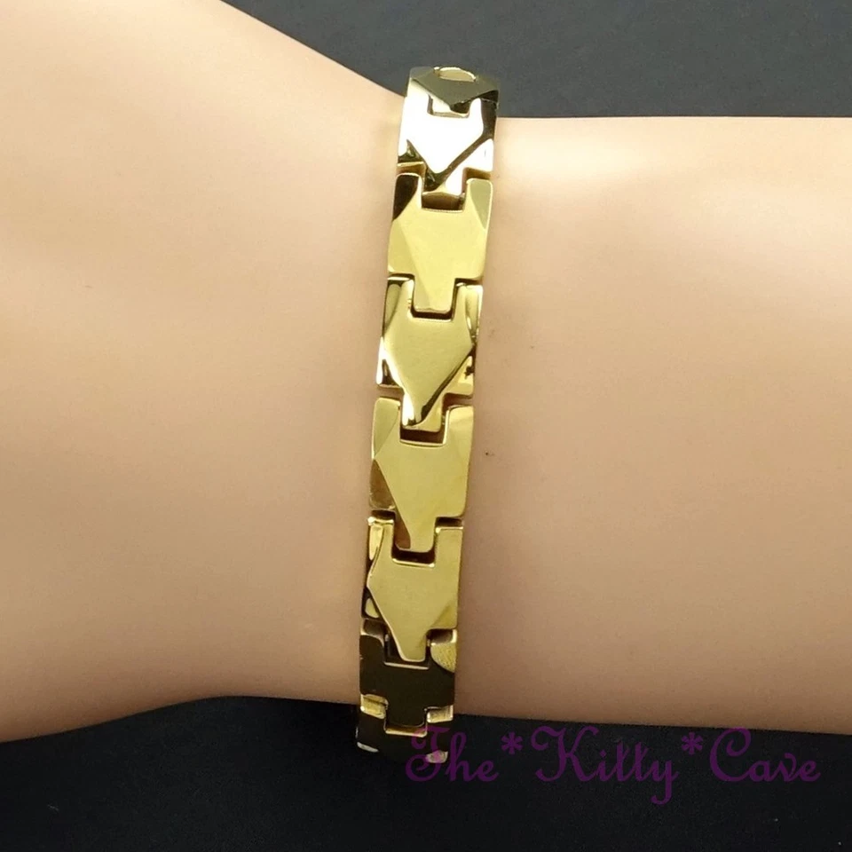 Kraftvoll Magnetisch Wolfram CTS Arthritis Schmerzen Dünn 24KGB Gold Bio Armband - Bild 2 von 4