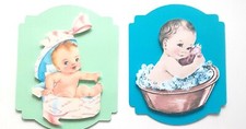 Baby Bath Tub Hat Box Dimensional Card Front Scrapbook Embellishment 850