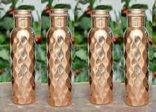 Diamant Marteau 100% Pur Cuivre Eau Bouteille Volume 900 ML Lot De 4 Pièces