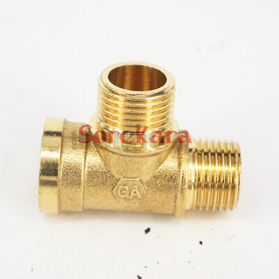 2pcs 1/8'' BSP Female x Male x male Tee 3 Way Brass Pipe fitting Connector