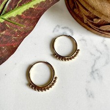 Gold Dot Circle Earrings Mini Hoops Bohemian Dainty Boho Jewelry Gift NEW