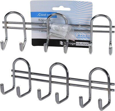 2er Set Chrom 6 Haken Handtuchhänger Badbehang Kleiderhaken mit Beschlägen